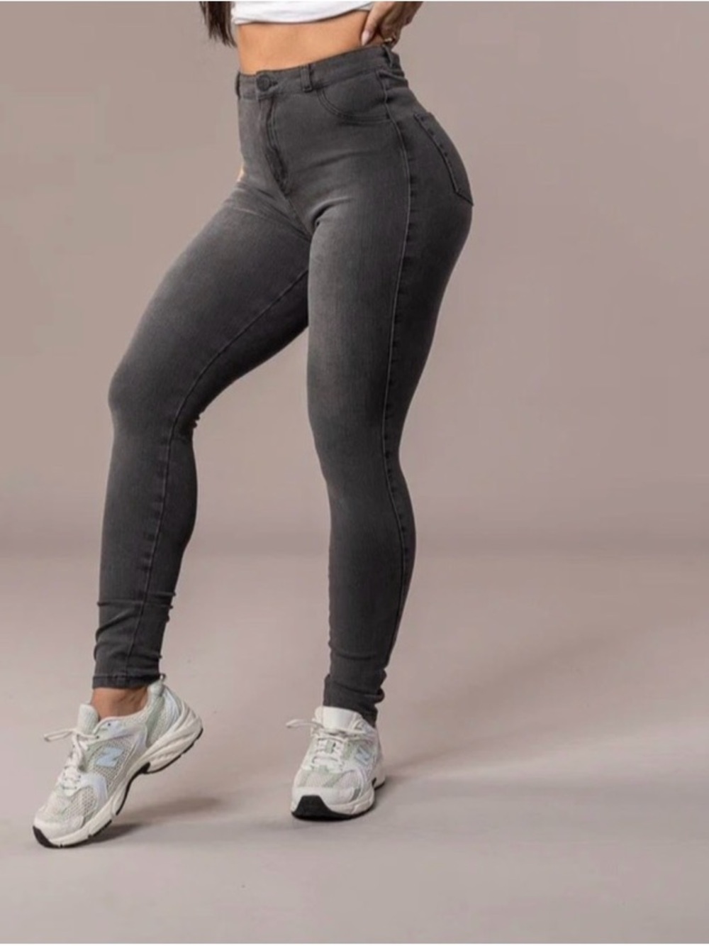 High-Rise Charcoal Skinny Jeans for Women